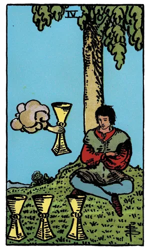 Four of Cups tarot card from the 1909 Rider–Waite–Smith deck