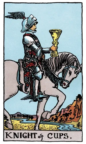 Knight of Cups tarot card from the 1909 Rider–Waite–Smith deck