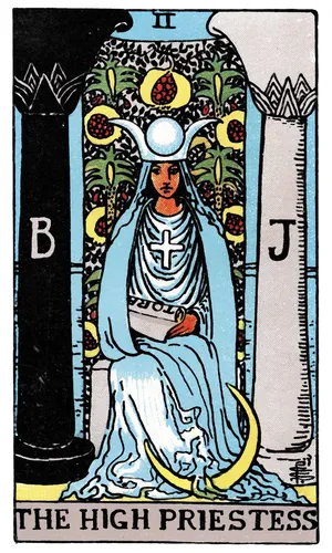 The High Priestess tarot card from the 1909 Rider–Waite–Smith deck