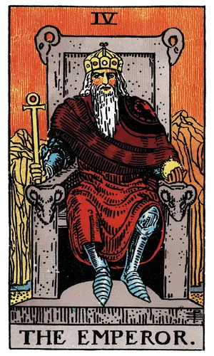 The Emperor tarot card from the 1909 Rider–Waite–Smith deck
