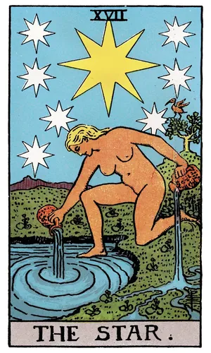 The Star tarot card from the 1909 Rider–Waite–Smith deck