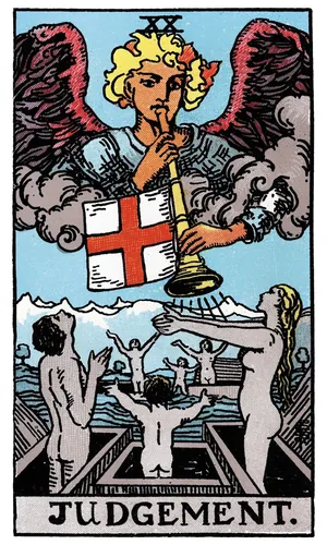 Judgement tarot card from the 1909 Rider–Waite–Smith deck